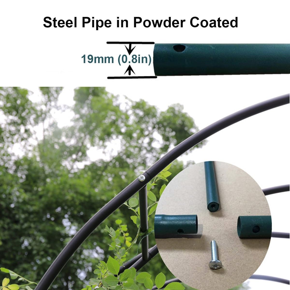 Metalowy łuk ogrodowy do roślin pnących i róż, stabilne podparcie kratki z podstawą, łuk ślubny, zielona krata, szer. 240 x wys. 250 x gł. 40 cm, idealny do dekoracji na zewnątrz