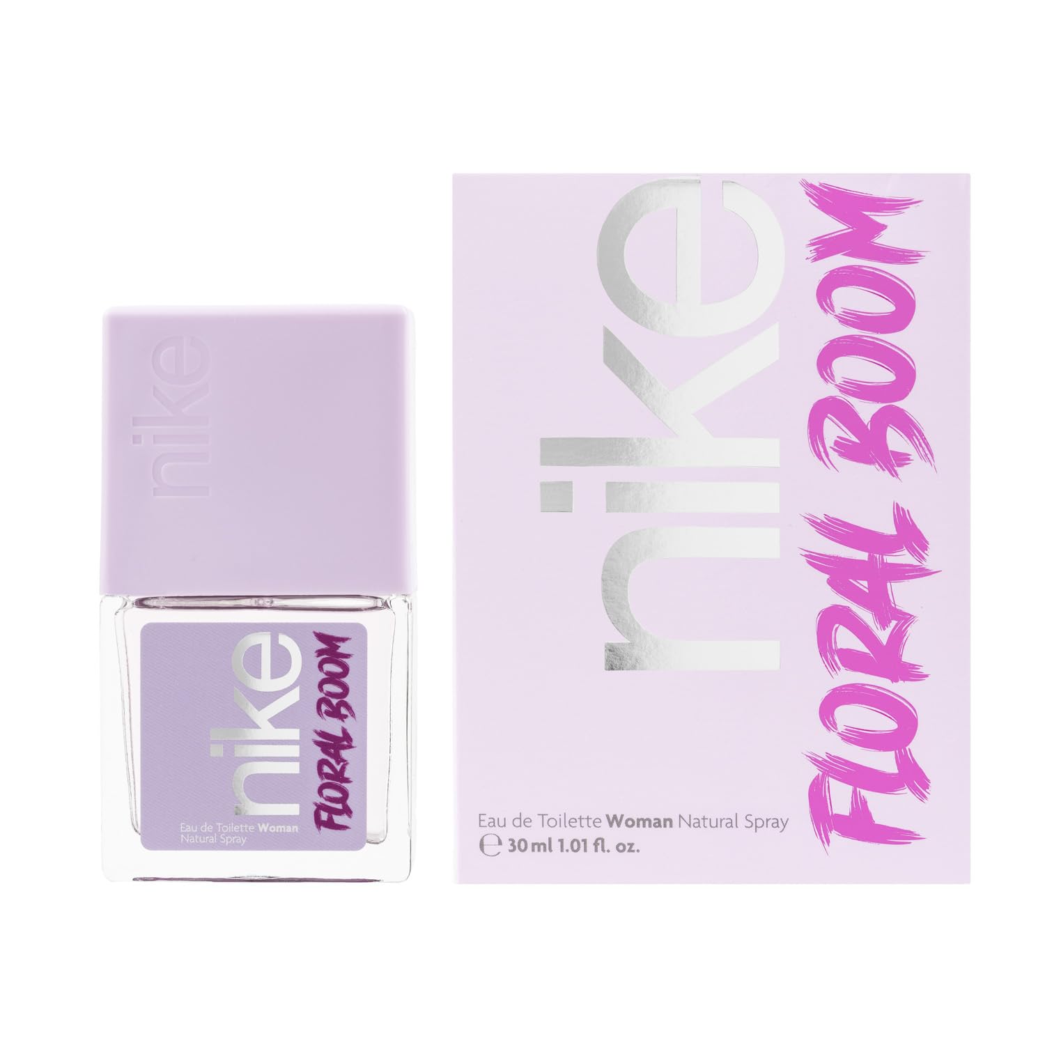 NIKE - Floral Boom, Colonia Mujer, 30 ml, Perfume Formato Viaje en Spray, Eau de Toilette Natural y Femenina, Aroma Almizclado Floral, Fragancia Dulce, Intensa y de Larga Duración