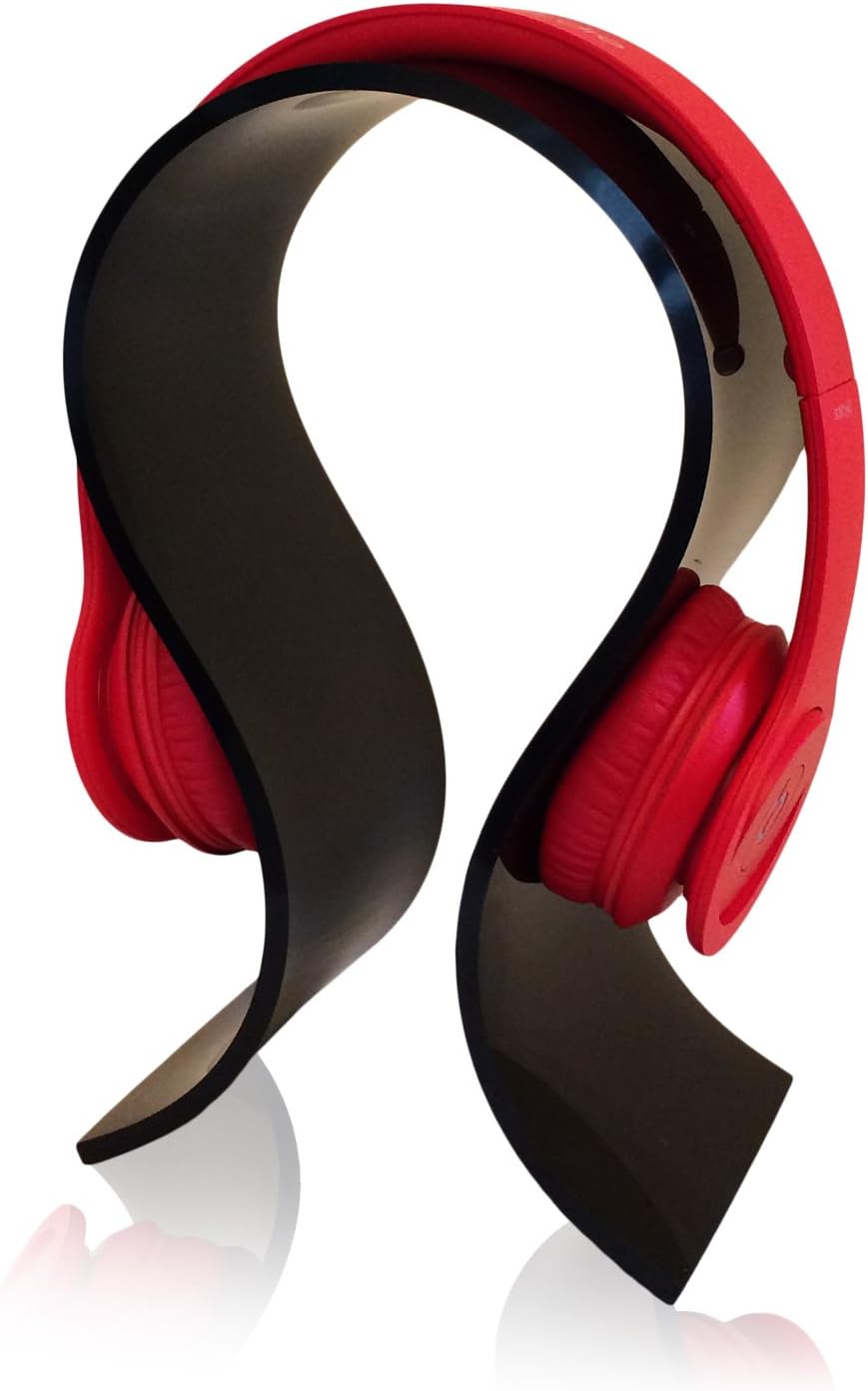 Headphone Hangers Stylish Acrylic Omega Stand with Cleaning Cloth (TM) - Black