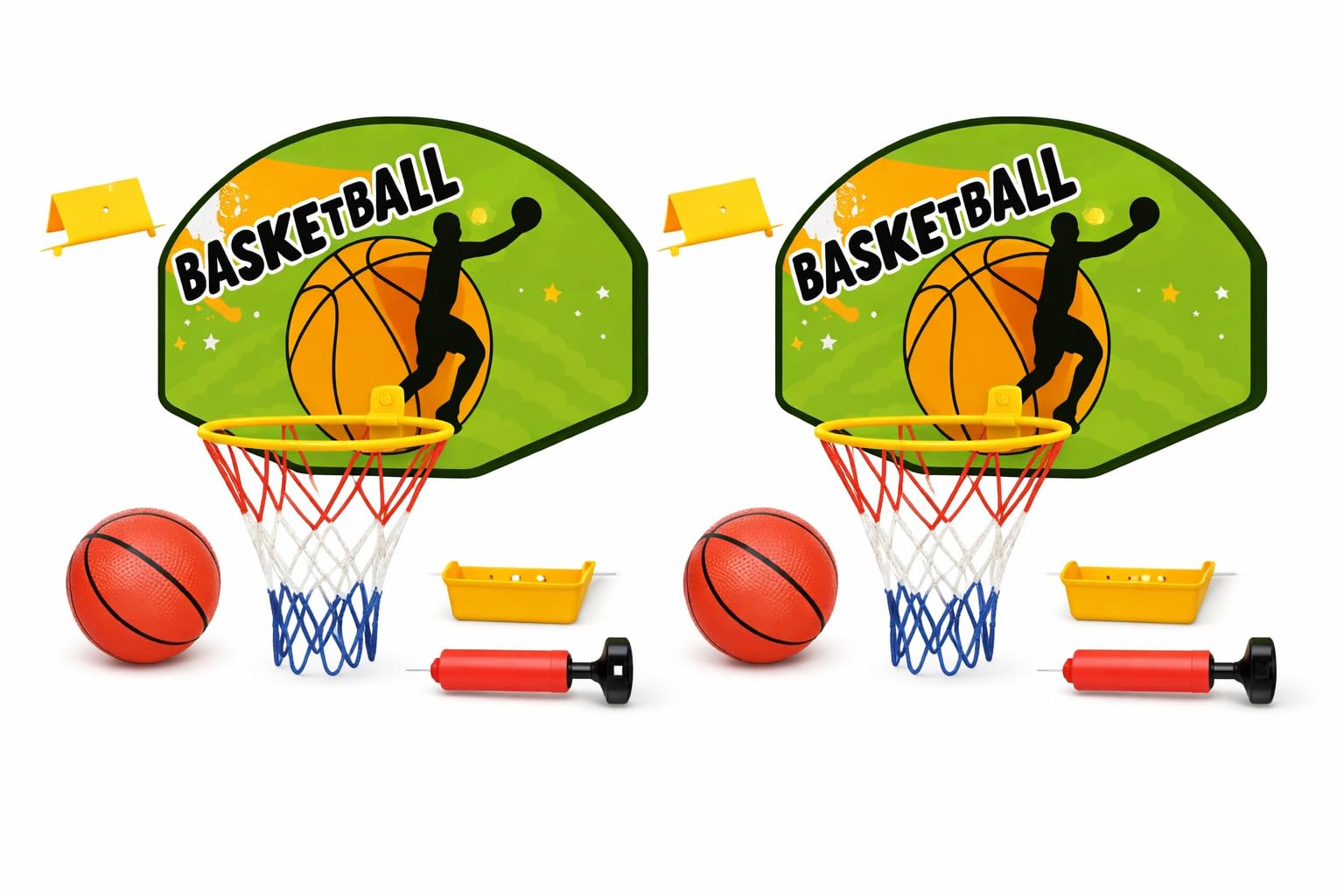 Toyana 2 PCs Wall Mounted Basketball Hoop Set for Kids with Backboard & Mini Basket Ball, Pump, Rim Net, Bedroom Over the Door, Indoor Outdoor Sports Game Activity Toy for Children Ages 3+ Years