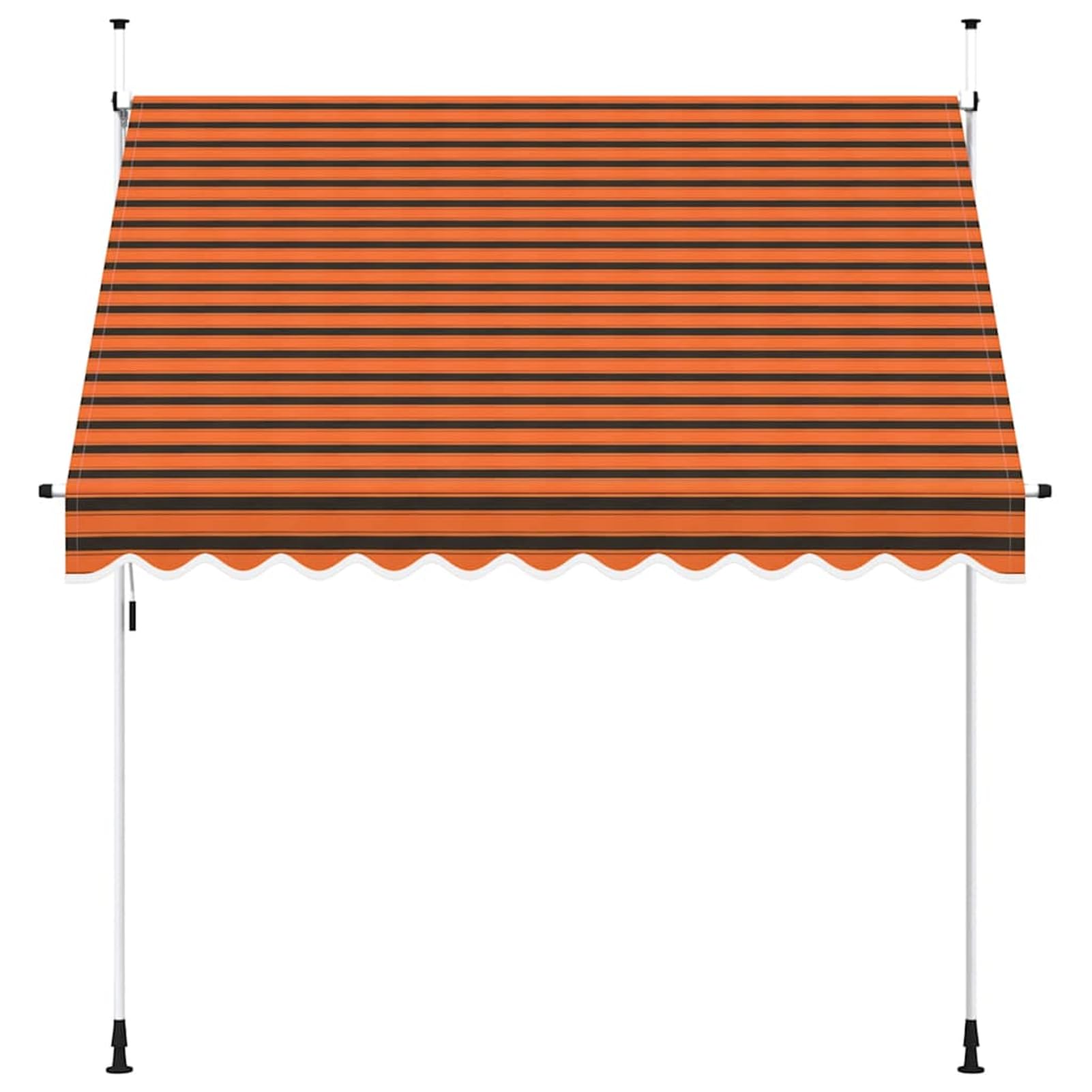 Wysuwana markiza balkonowa, obsługiwana ręcznie, 250 cm, pomarańczowa i brązowa, bez wiercenia, z korbą ręczną, aluminiowa markiza odporna na promieniowanie UV, regulacja wysokości i działanie