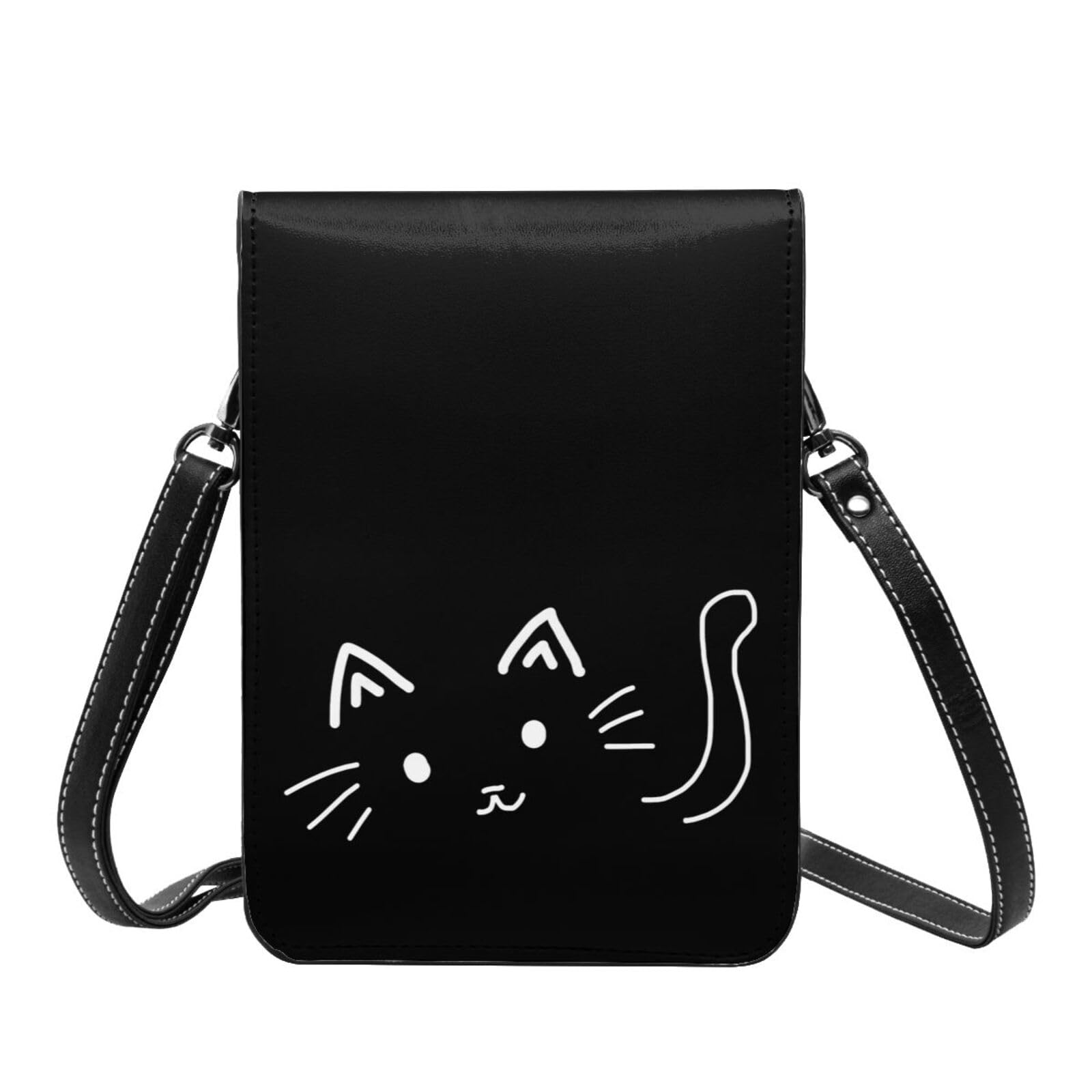 ハンドメイド　猫耳　しっぽ付き　スマホ　リュック型ショルダーポーチ　黒猫　ネコ Amazon.co.jp: スマホバッグ 猫顔 ニャンコ ネコ キュート