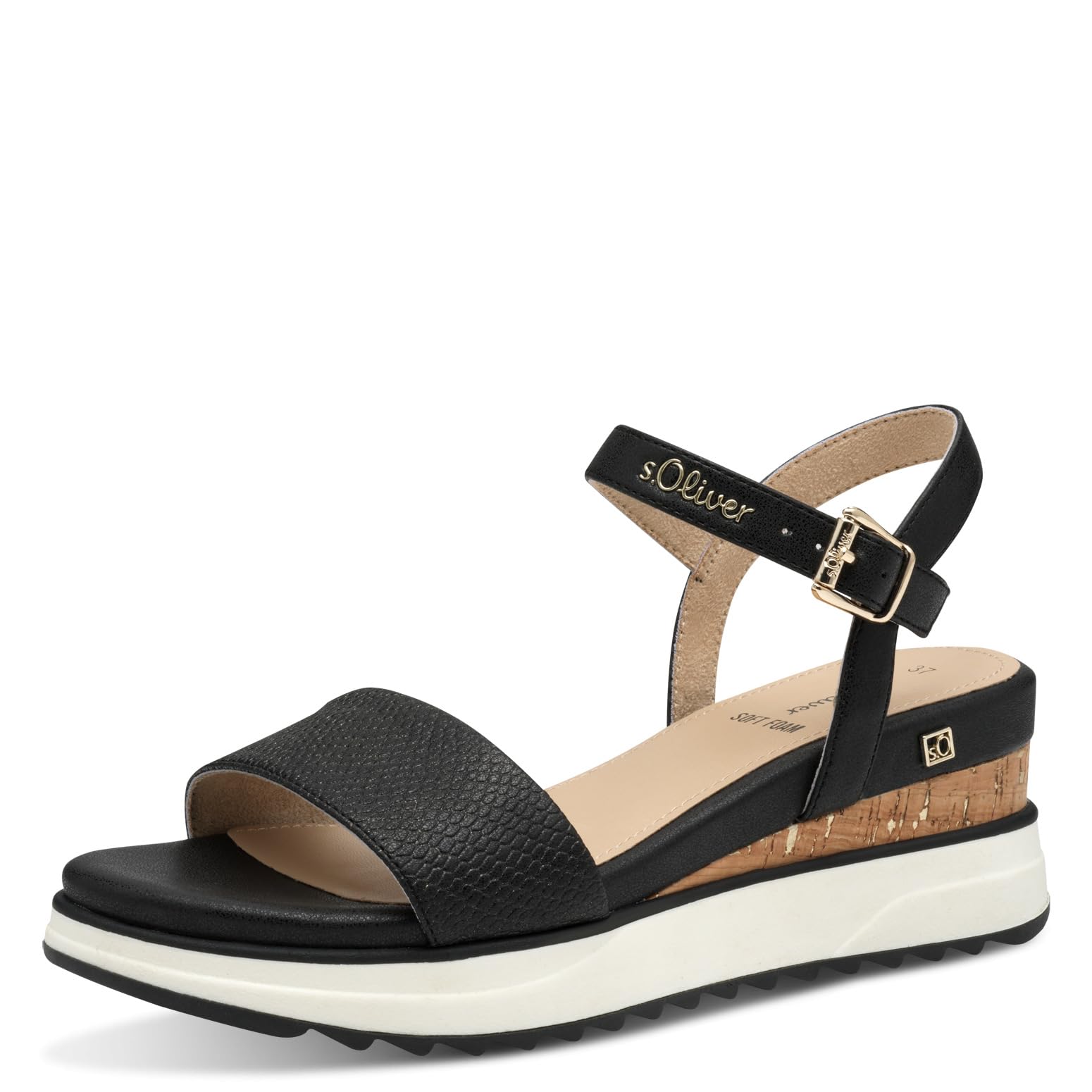 s.Oliver Women Damen 5-28708-42 Wedge Sandal, Black, 8 UK