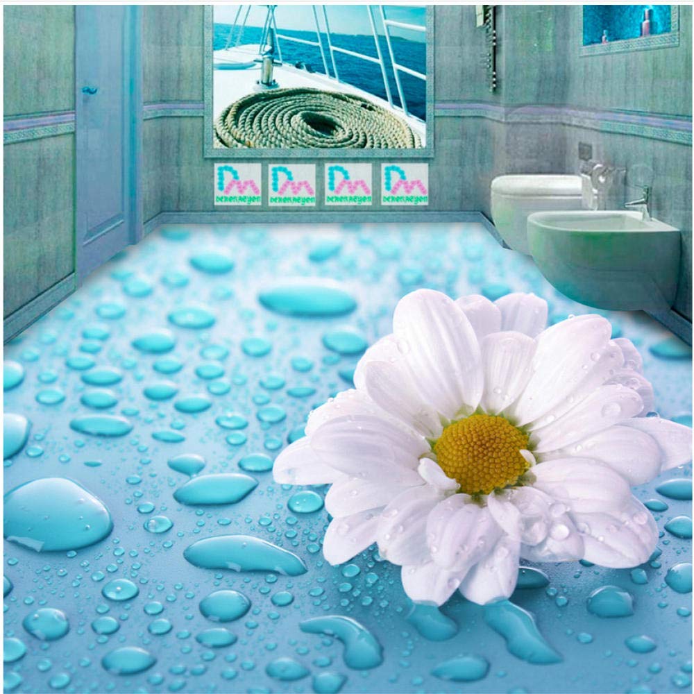 Amazon Co Jp 壁飾り画 カスタムフロア壁紙3dステレオスコピックドロップフラワービニールフロアタイル防水壁紙バスルーム3dフロア壁画ステッカー 1x100cn ホーム キッチン
