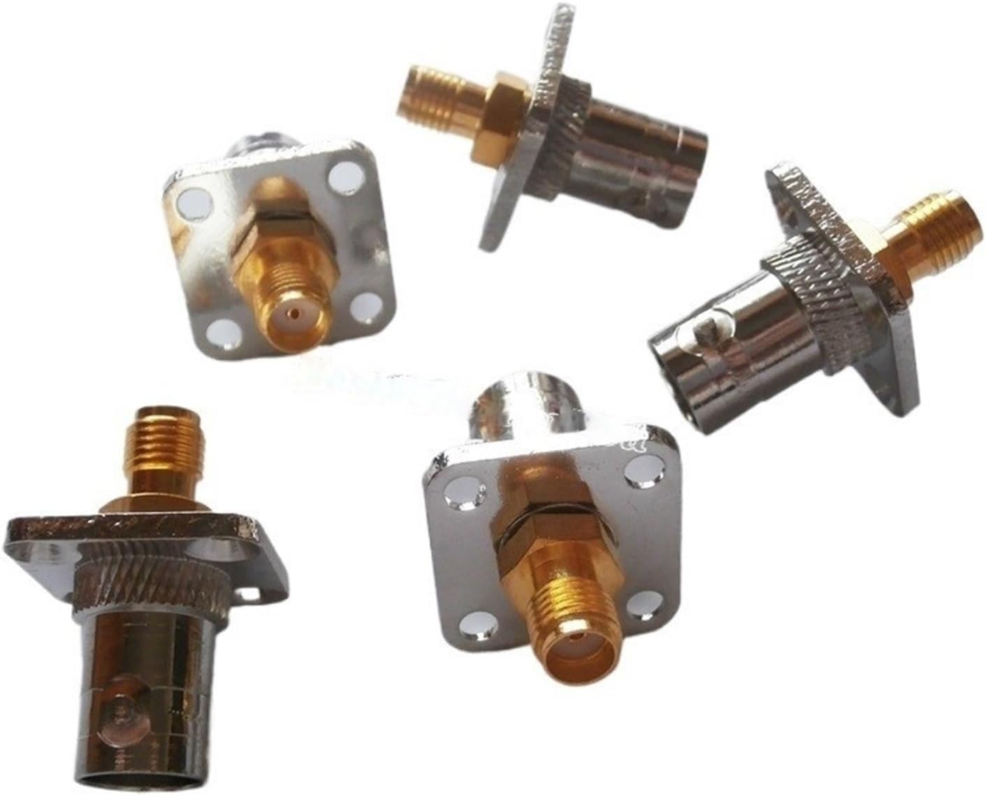 Hong pan 10Pcs BNC Female to SMA Jack Flange Panel Mount Connector F/F Adapter