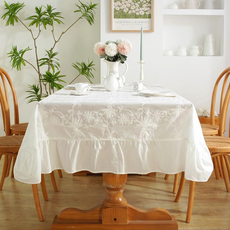 Nappe brodée grand format pour table de salle à manger et repas de famille