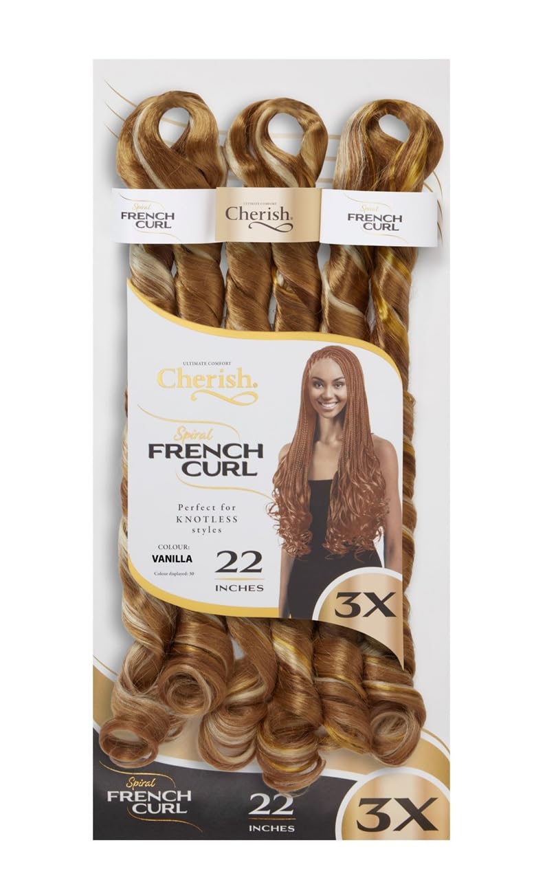 CHERISH SYNTHETIC CURLY BOUNCY HAIR EXTENSION BRAID - 3 x SPIRAL FRENCH CURL 22 (COLOR VANILLA)