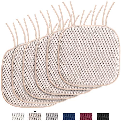 H.VERSAILTEX Chair Cushion Memory Foam Chair Pads with Ties Honeycomb Pattern Nonslip Rubber