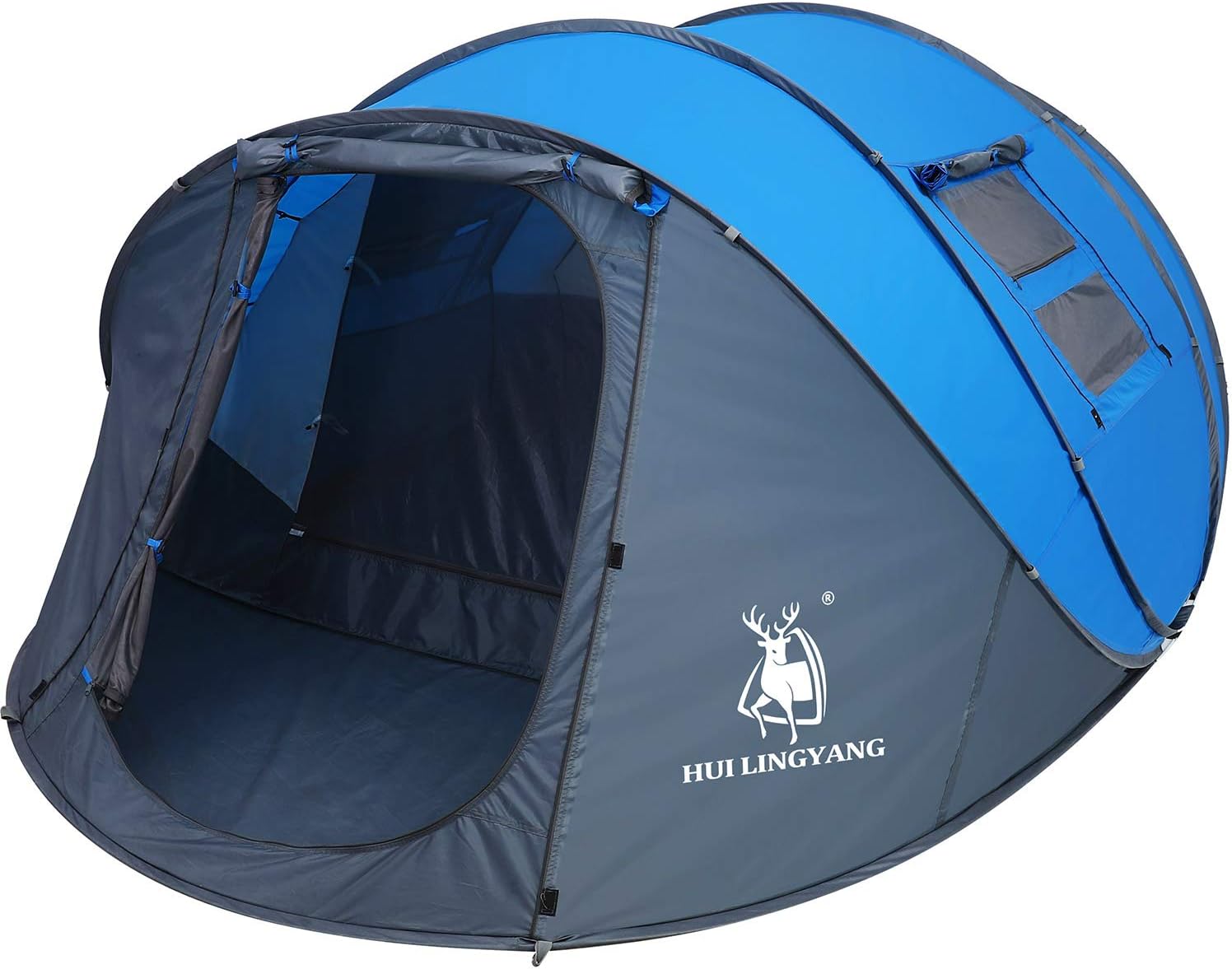 6 Person Easy Pop Up Tent- Rainproof, Automatic Setup,Waterproof,Double Layer - Instant Family Tents for Camping,Hiking & Traveling,Blue