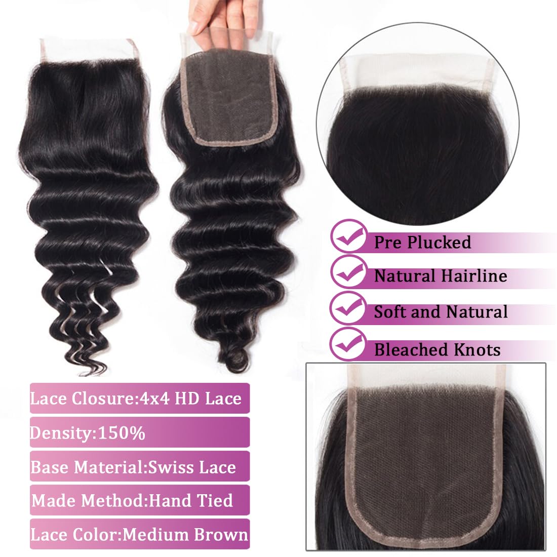Amazon.com : Brazilian Loose Deep Wave Bundles With Closure  display picture 1