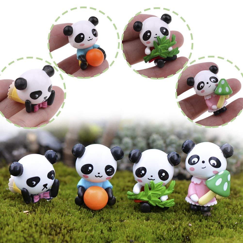 Efillooc Panda Miniature Figurine Set Multi Color and Design (4