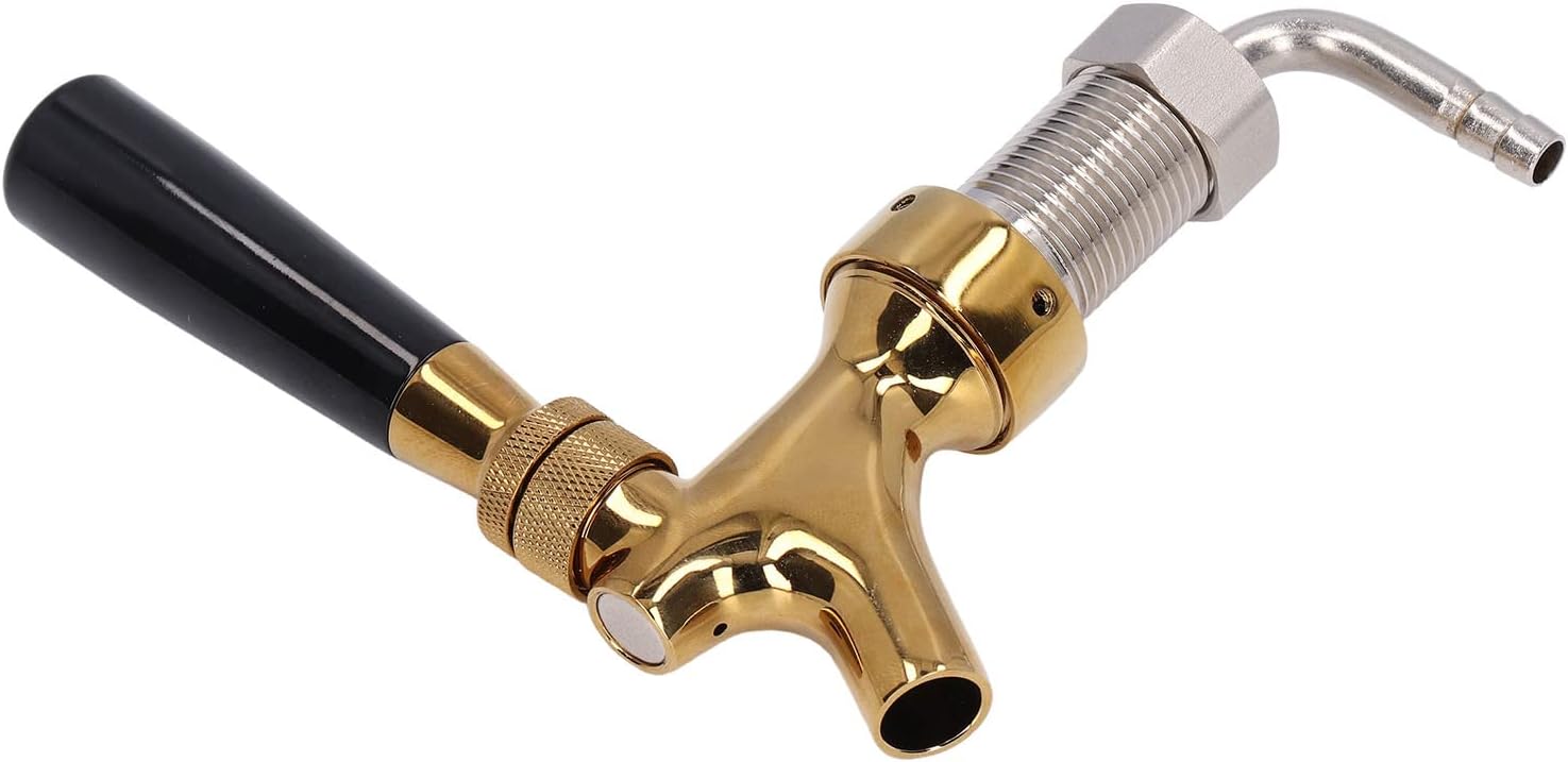 Shank Draft Beer Faucet, Brass Body Stainless Steel No Leak No Rust Faucet for Kegerator, Barbed Fitting Beer Tap for Homebrew Keg
