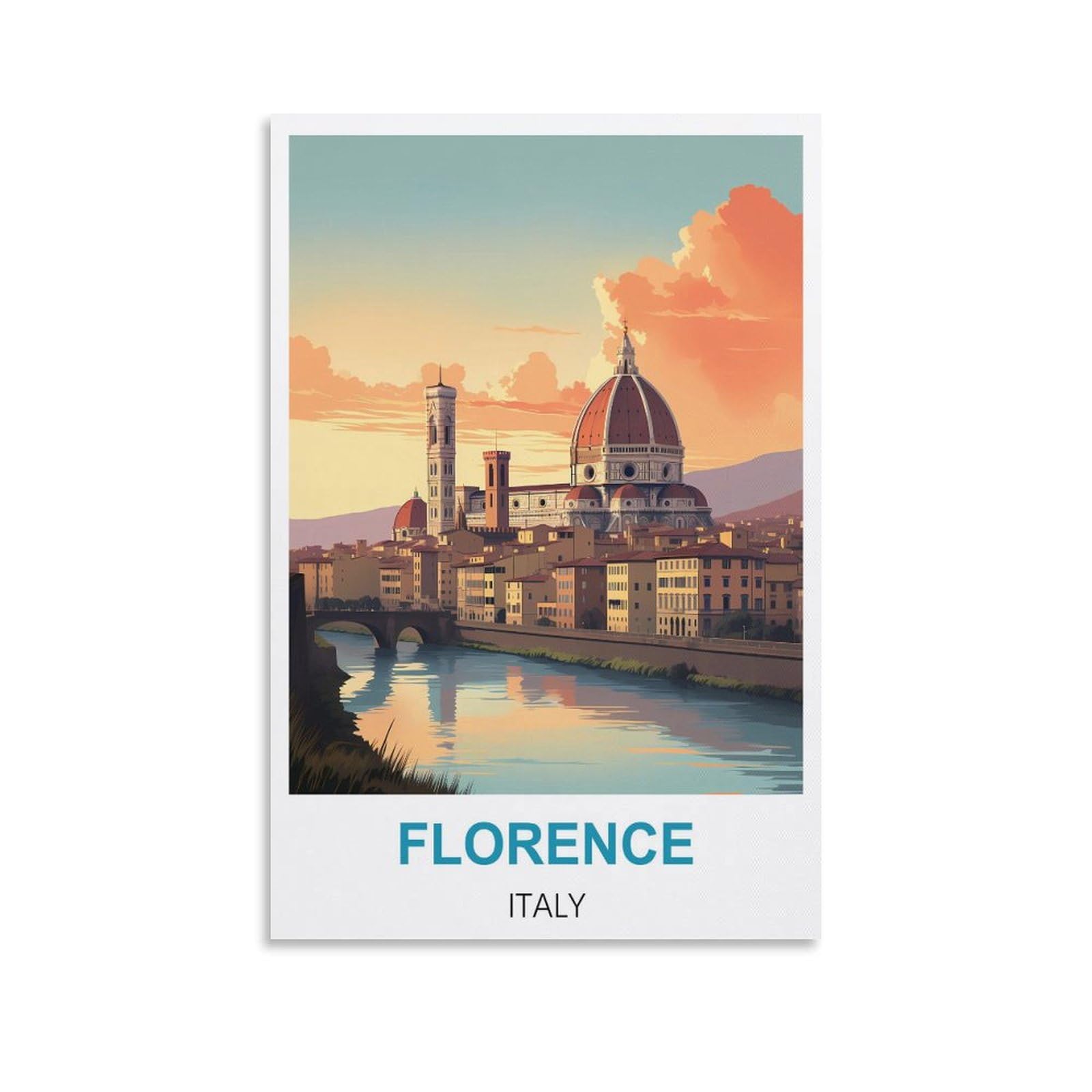 JYICUNCHO Florence Italy Vintage Travel Posters 12x18inch(30x45cm) Canvas Prints Wall Art Paintings Pictures for Living Room Bedroom Wall Decor