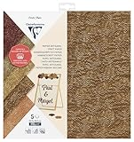 Clairefontaine 95738C - Packung mit 5 Blatt Schneidepapier 170g, handgeschöpftes Papier, 30,5x30,5cm, ideal für kreative Projekte, farbig sortiert, 1 Pack
