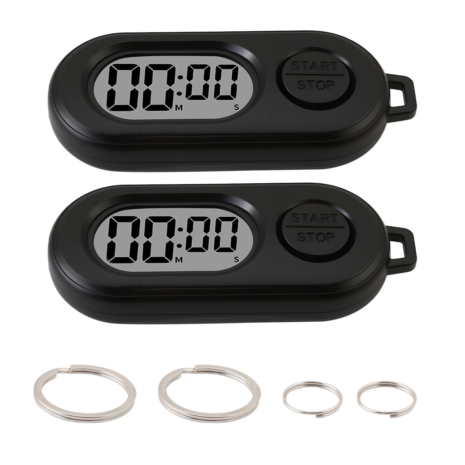 Photo 1 of 2 Pack Mini Digital Timer Keychain, Portable Countdown Timer and Stopwatch with LCD Display, Small Clip-On Pocket Timer for Cooking, Study, Workouts, Classroom and Daily Use