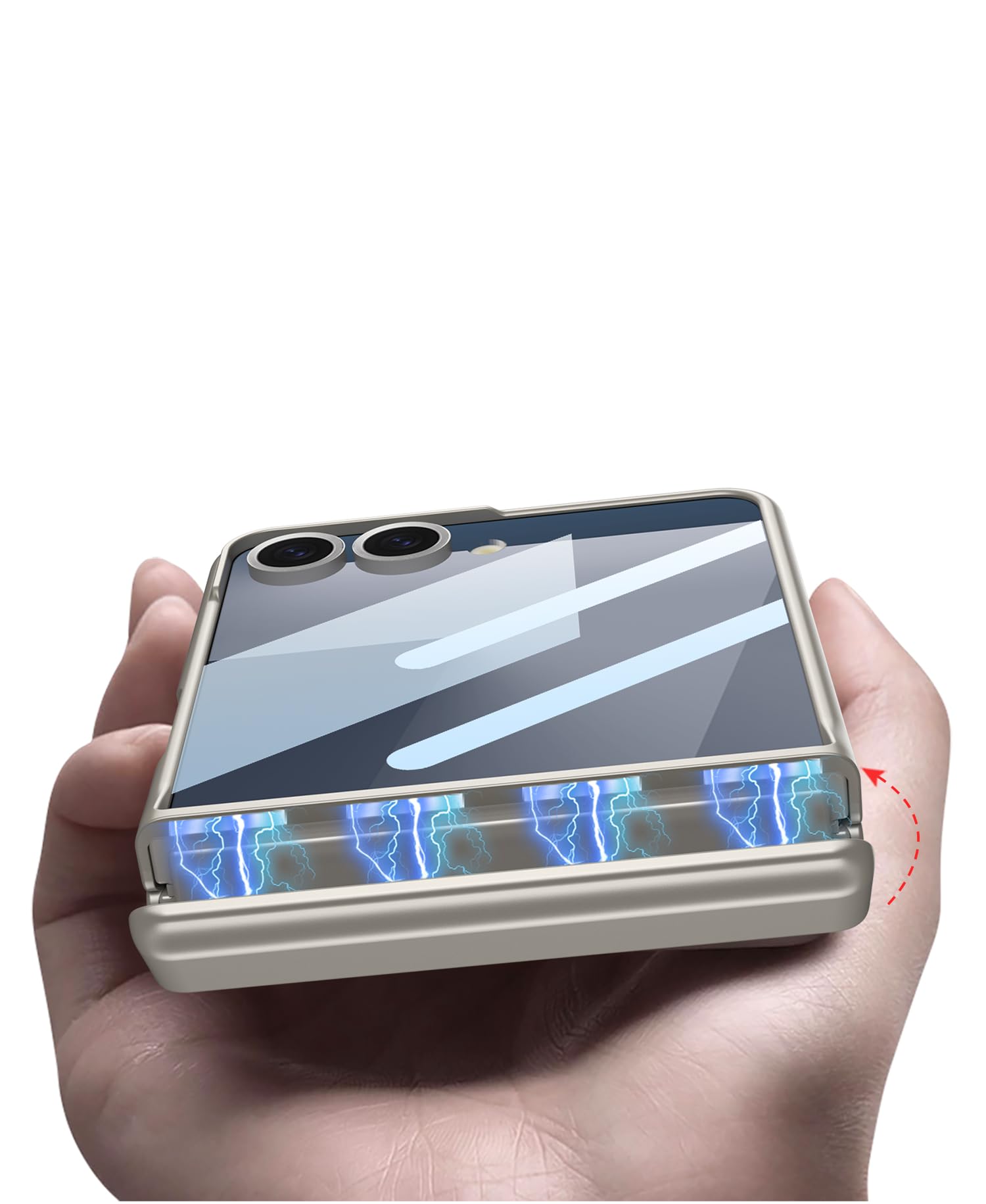 COQUE Custodia per Galaxy Z Flip 7, custodia per cellulare con cerniera magnetica e pellicola protettiva, custodia pieghevole con ricarica wireless per Samsung Galaxy Z Flip 7 5G-Nero