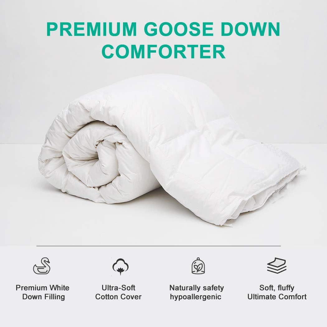 APSMILE Luxurious European Goose Down Comforter California King - Ultra-Soft Egyptian Cotton, 57oz 750 Fill Power Fluffy Medium Warmth All Seasons Duvet Insert(104x96,Solid White) : Home & Kitchen