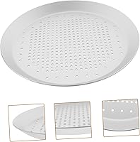 Vista 9 de Hemoton Bandeja de pizza de aluminio para pizza de queso y pizza, bandeja de hornear de acero inoxidable, bandeja de pizza antiadherente, bandeja