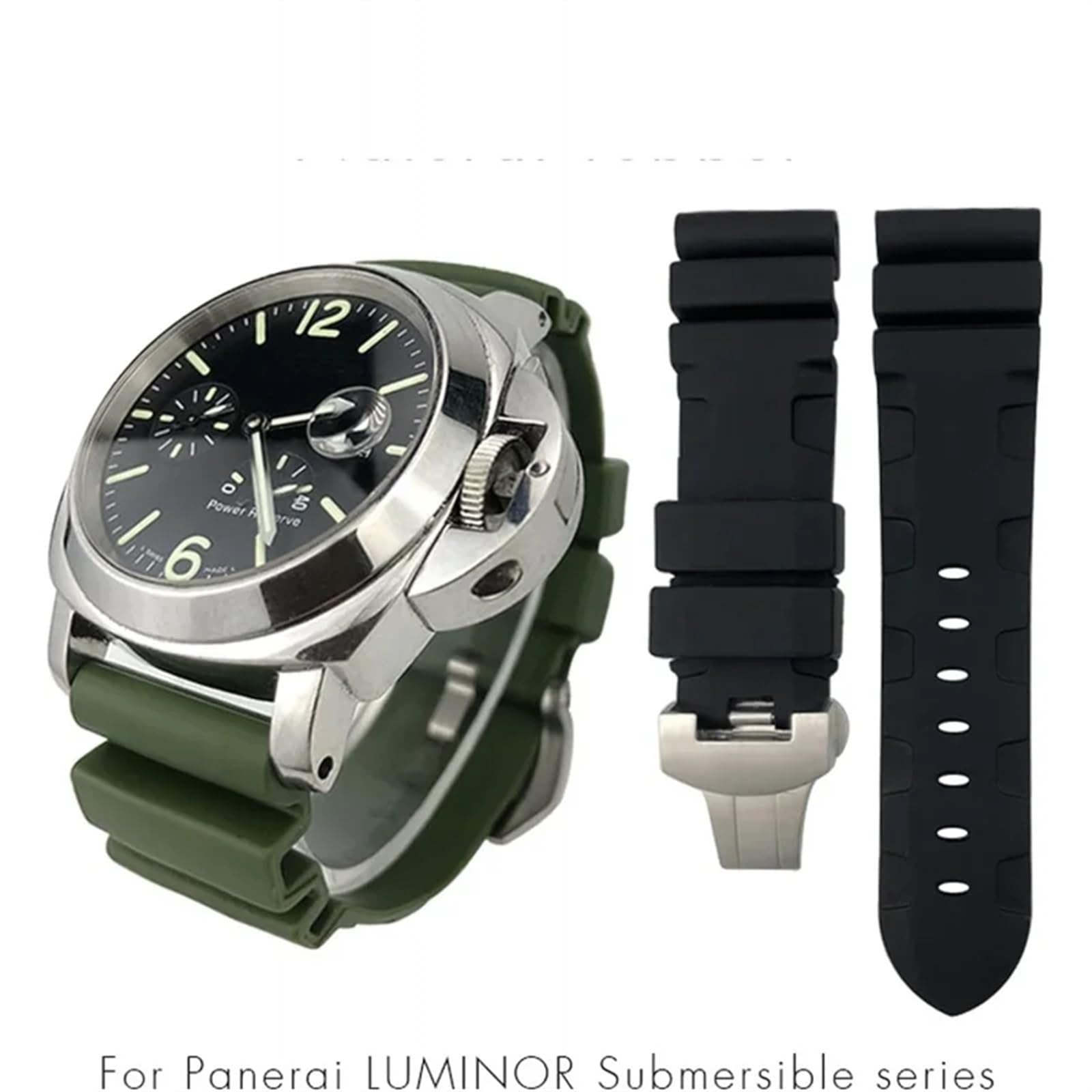 Cinturino in gomma 24mm 26mm cinturino orologio in silicone adatto per Panerai sommergibile Luminor PAM verde blu braccialetto impermeabile