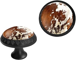 6 Pack Black Drawer Pulls Knobs, Red and White Cowhide Cabinet Knobs Crystal Glass Dresser Knobs for Kitchen Bathroom Hardware