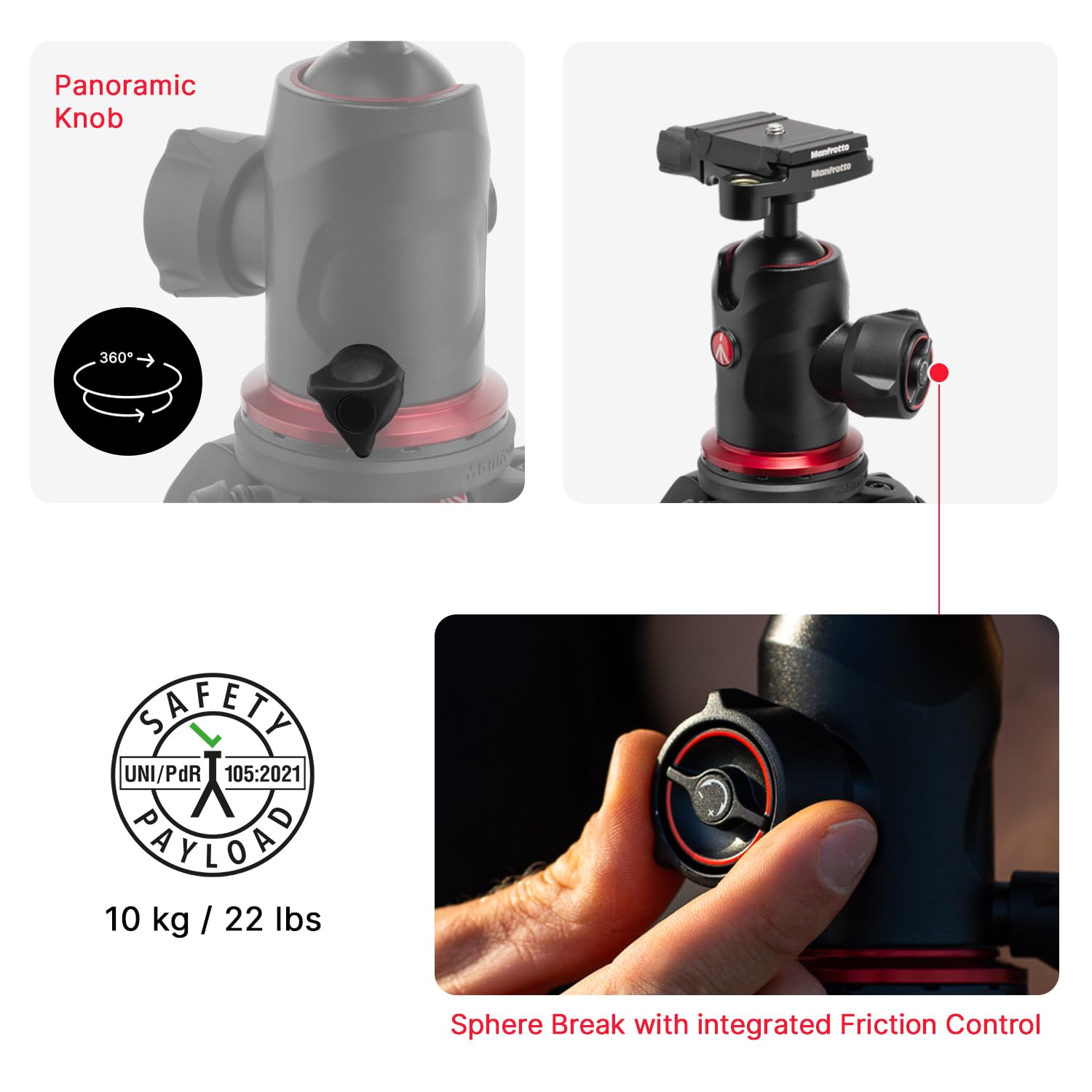 Manfrotto Zestaw aluminiowego statywu 290XTRA z głowicą kulową 496, nogi 3-sekcyjne, 4 kąty, zamki szybkoobrotowe, płyta Arca-Swiss, nośność 10 kg, torba na ramię, do lustrzanek cyfrowych, aparatów