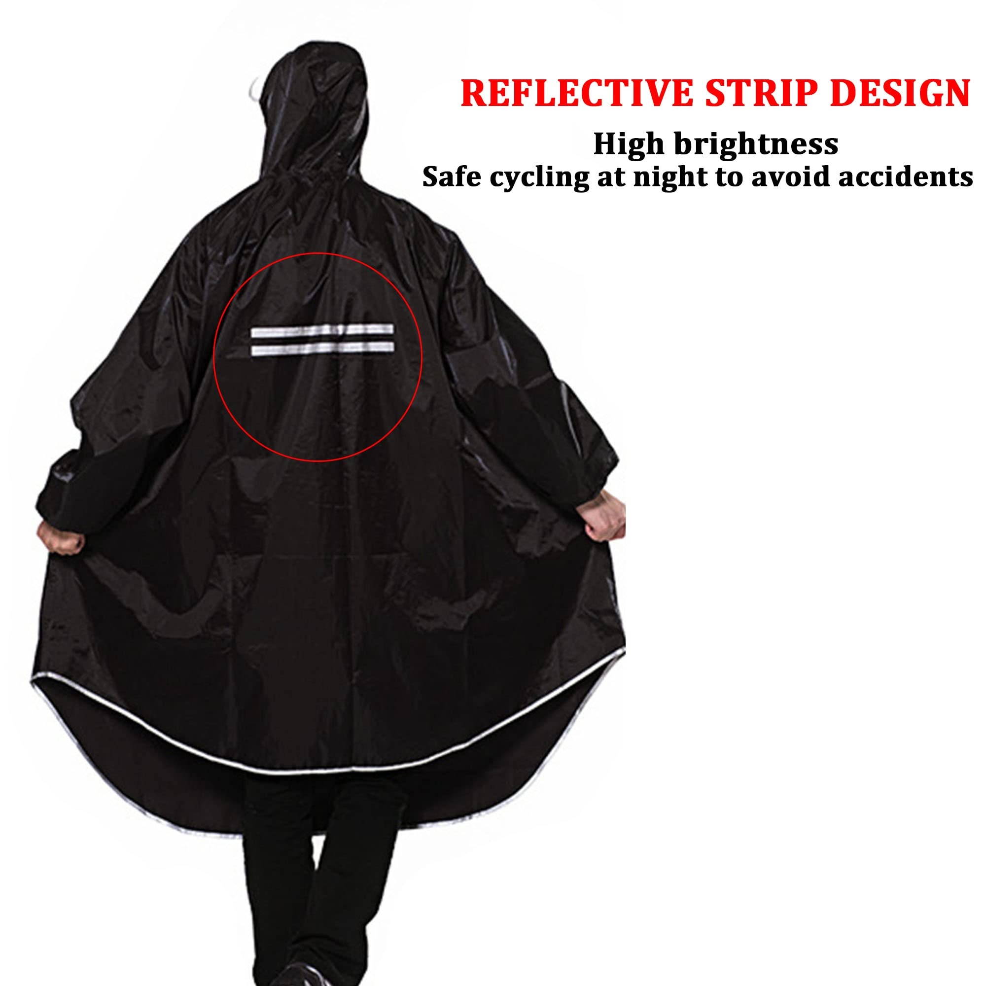 Poncho de Pluie Imperméable avec Capuche et Visière à Cordon de Serrage, Imperméable Réfléchissant Hommes Femmes Adultes Cape de Pluie pour Cyclisme Camping Randonnée Pêche