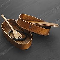 Vista 5 de YFWOOD Caja Bento japonesa, loncheras, cajas de almuerzo japonesas de doble capa de madera natural Bento Box para adultos Picnicking oficina