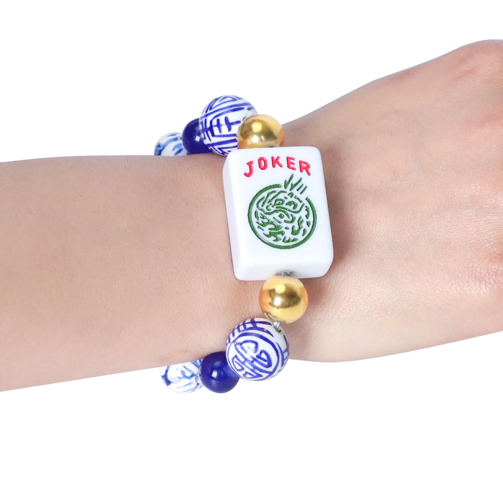 American Mahjong Accessoire de mahjong Bleu avec une tuile Joker Convient aux poignets de 14 à 18 cm