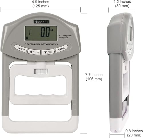 Vista 12 de Handeful Medidor de fuerza de agarre - Medidor dinamómetro de empuñadura, ejercitador fortalecedor de mano para deportes, escuela y uso doméstico