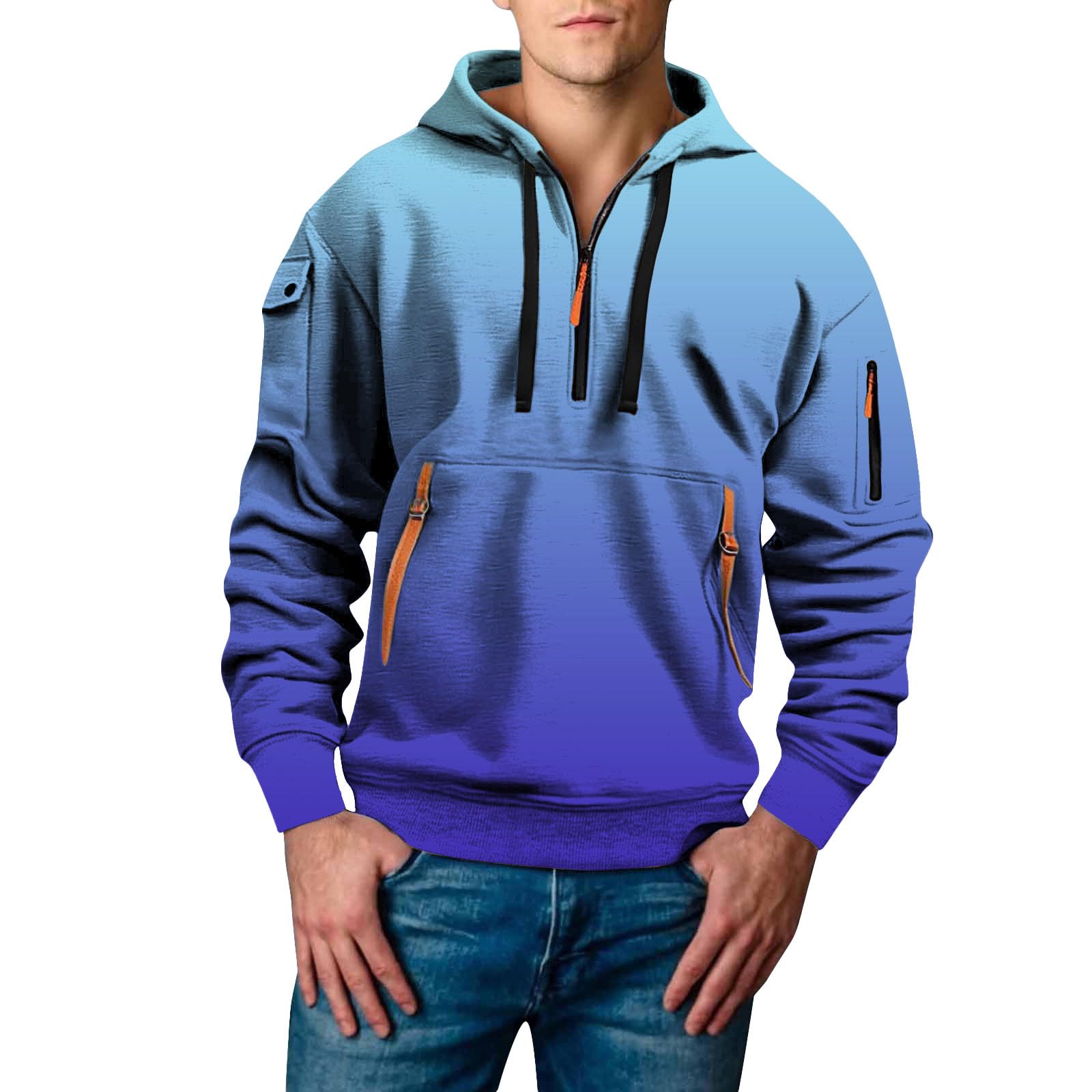 Chaquetones hombre invierno sudadera con capucha juvenil azul 5