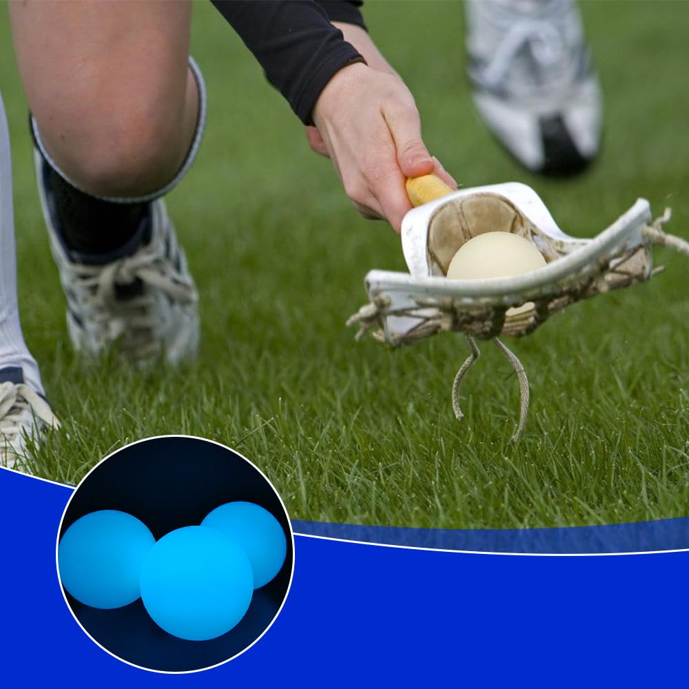 MiOYOOW Lot de 6 Balles de Lacrosse, Ballon de Hockey Lumineuses dans Le Noir, Boules Détentes de Sports Compactes et Lumineuses, Idéales pour l'entraînement Nocturne en Intérieur et en Extérieur
