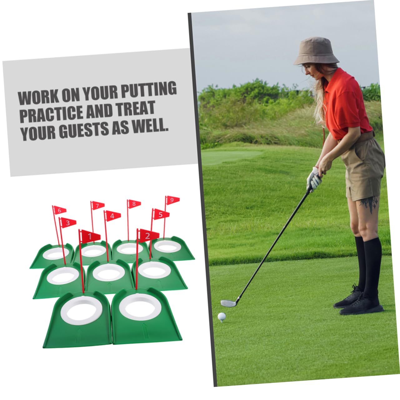 BIUDECO 9pcs Golf Putting Cup Set Numbered Flags Plastic Golf Hole Training Equipment for Home Office Practice Improve Putter Accuracy
