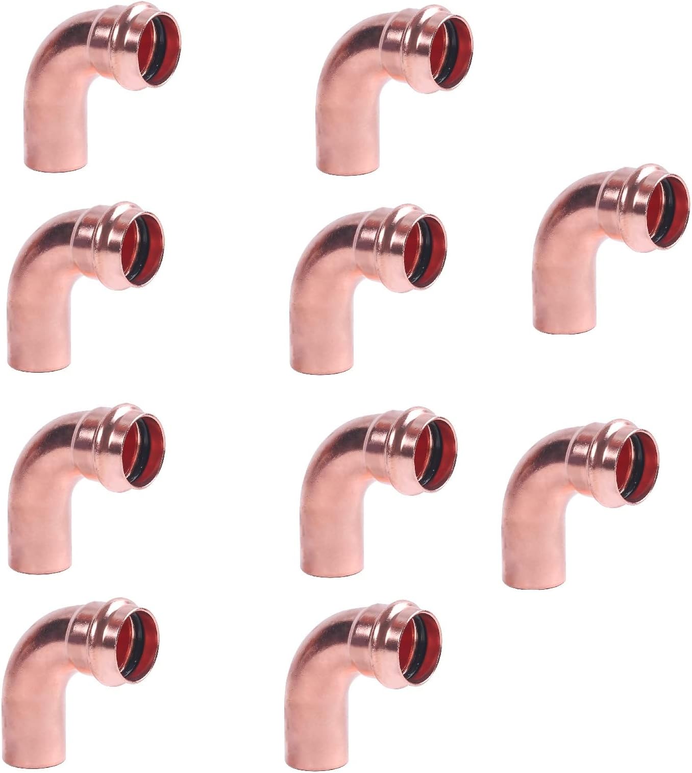 (10) EZ-FLUID Plumbing Heavy Duty 3/4" FTG x Press LF Street Copper 90 Degree Elbow Press Fitting w/Pro Press Copper Pipe Connection,Residential,Commercial