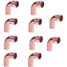 10 EZ-FLUID Plumbing Heavy Duty 3/4" FTG x Press LF Street Copper 90 Degree Elbow Press Fitting w/Pro Press Copper Pipe Connection,Residential,Commercial