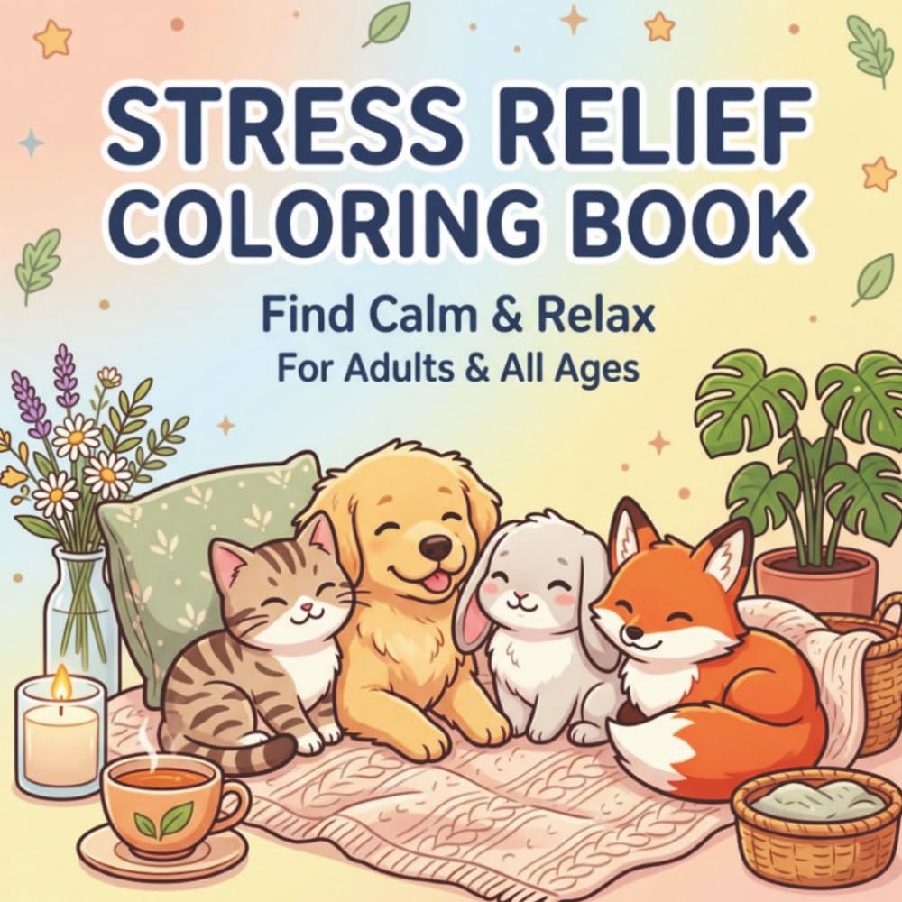 Stress Relief Coloring Book for Adults: Cozy Animals for Relaxation and Calm with Bold and Easy Designs: Cozy Animal Designs for Relaxation, Calm, and Mindfulness
