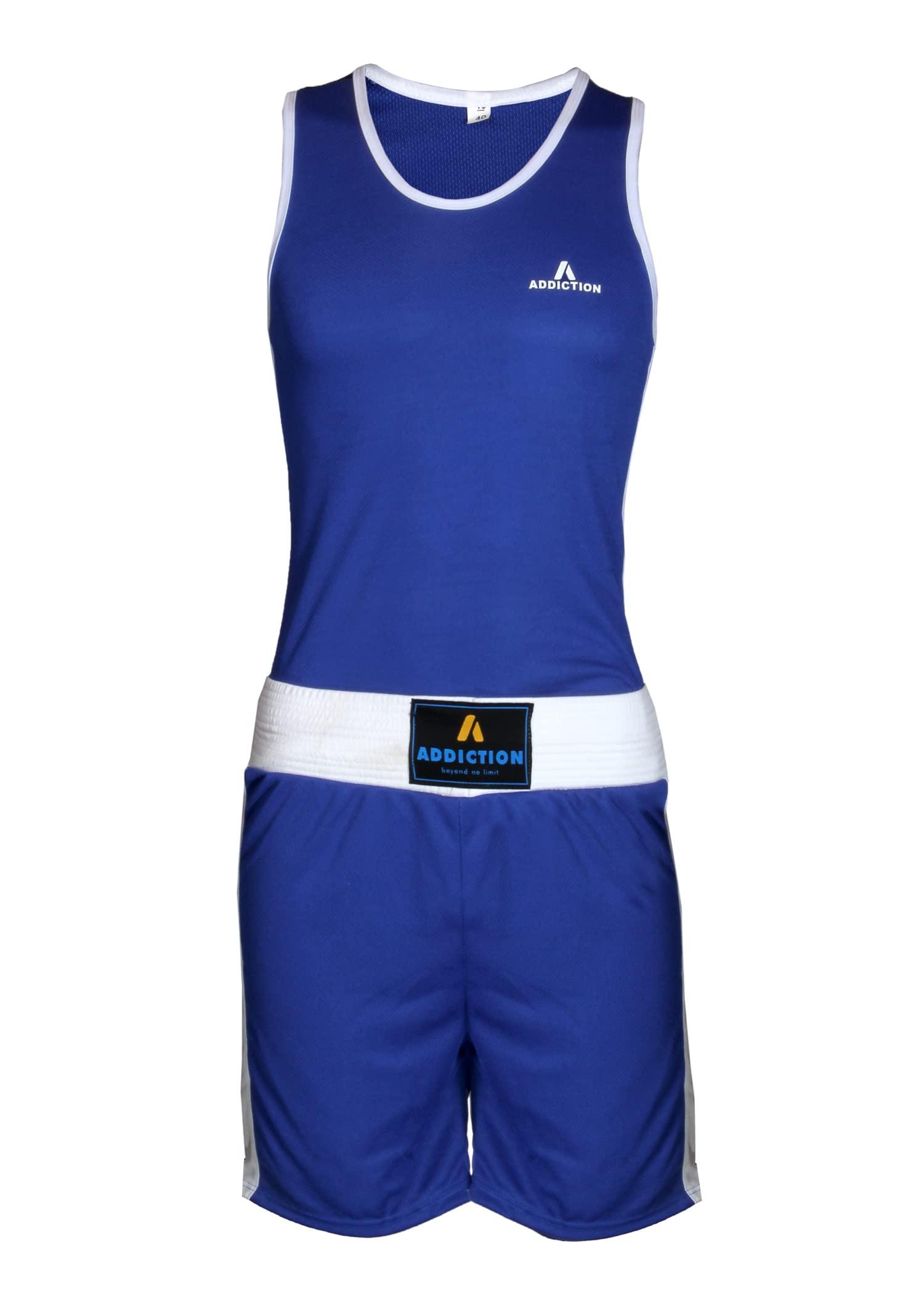 Addiction Boxing Dress Sports Boxing Men Boxing Uniform Boxing Vest & Shorts Men Boxing Dress size-28 Blue