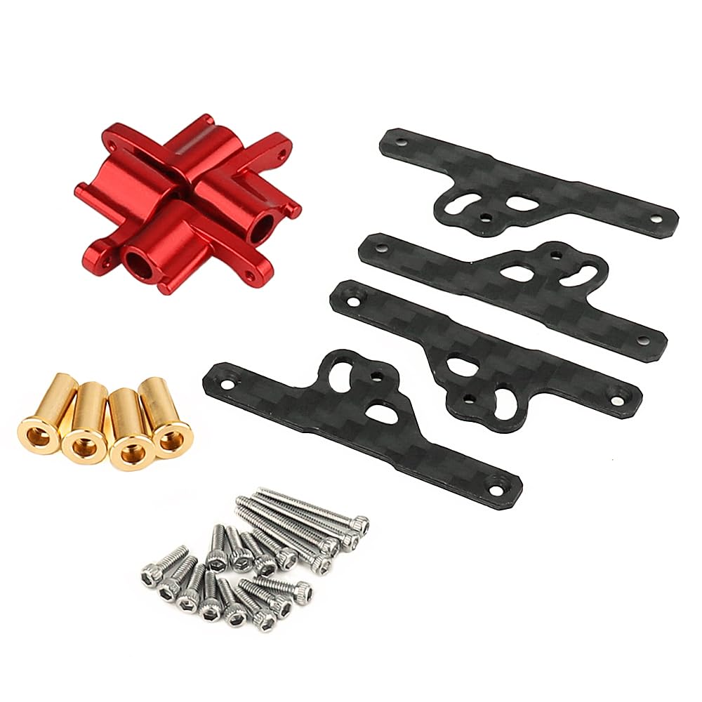 RZXYLRC Shock Flex Blades and Aluminum Shock Absorber Mounts for 1/24 RC Crawler SCX24 90081 C10 Ford Bronco Jeep Gladiator Upgrade Parts (Red)