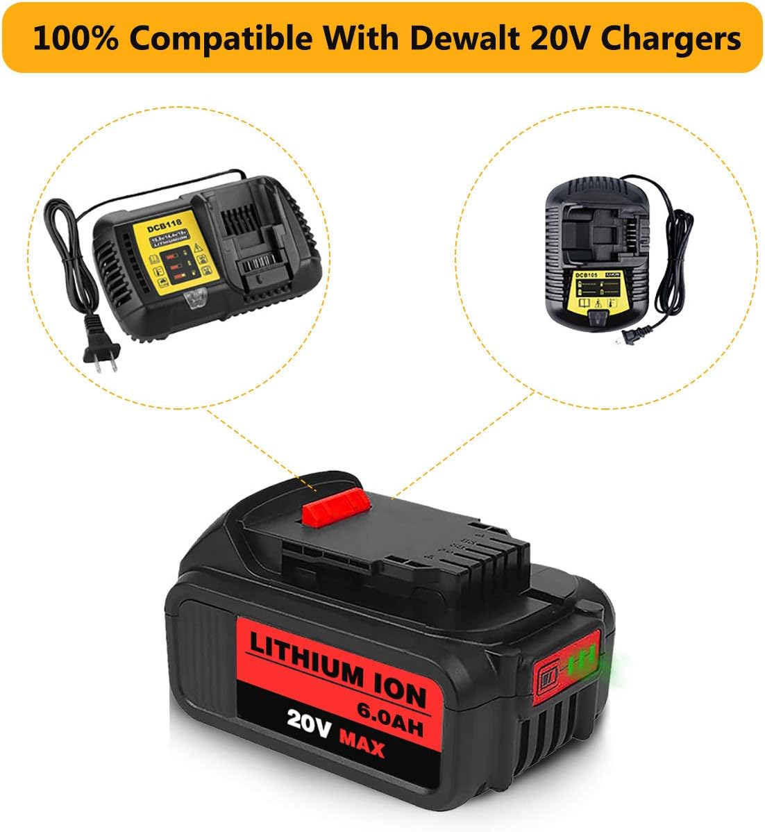 Discount 9Pack DCB200 6.0Ah Replace for Dewalt 20V Battery and Compatible with Dewalt 20V Max XR Tools