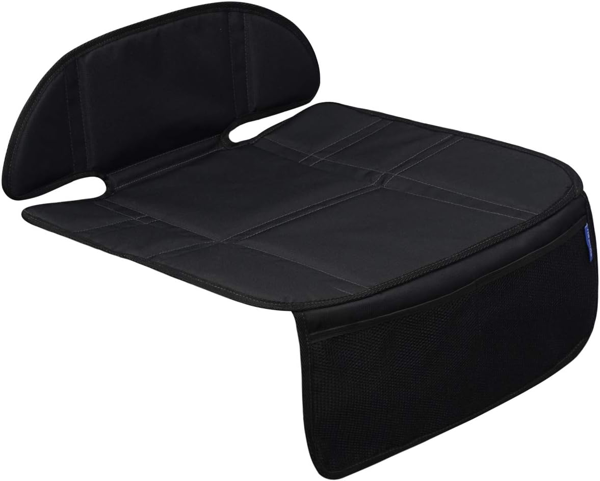 INFANZIA Car Seat Protector with Thickest Padding - Auto Seat Cover Mat for Baby Child Car Seats, Waterproof 600D Fabric, PVC Leather Reinforced Corners & 2 Large Pockets for Handy Storage