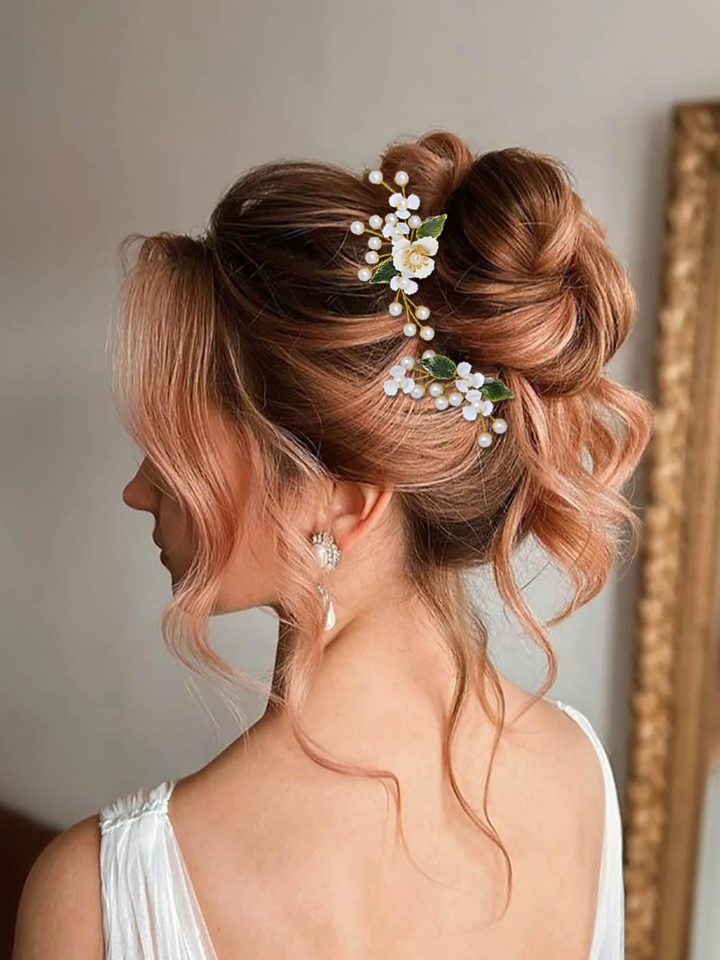 Forcine Capelli Con Perle Per Sposa - Accessori Vintage Oro E Perle Per Matrimonio - Foto 9
