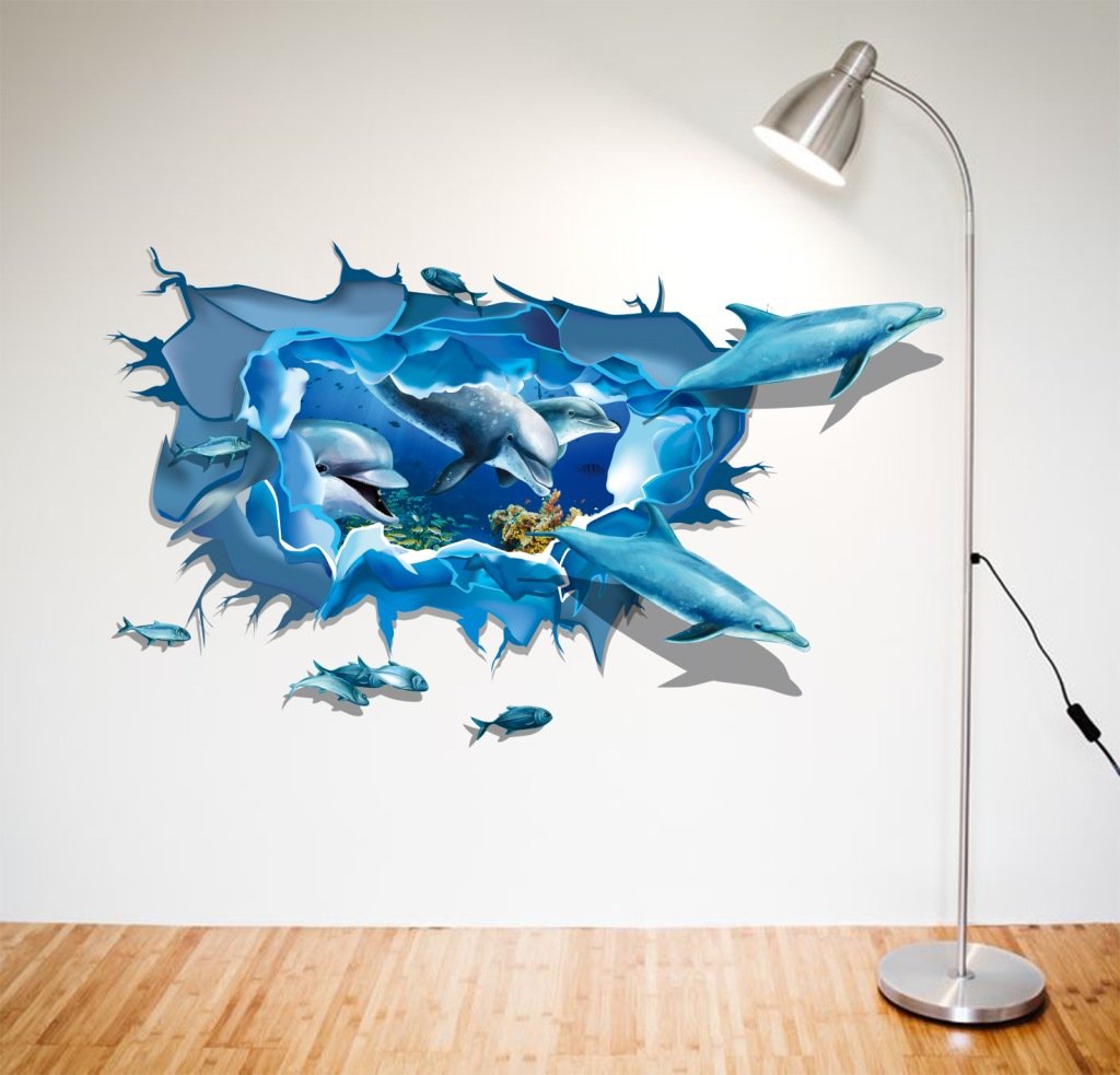 U-Shark Adesivo Murale 3D Effetto Rottura – Vinile Autoadesivo Rimovibile, 50x70 Cm, Decorazione Parete Per Soggiorno, Camera, Ufficio, Stile Moderno - 5