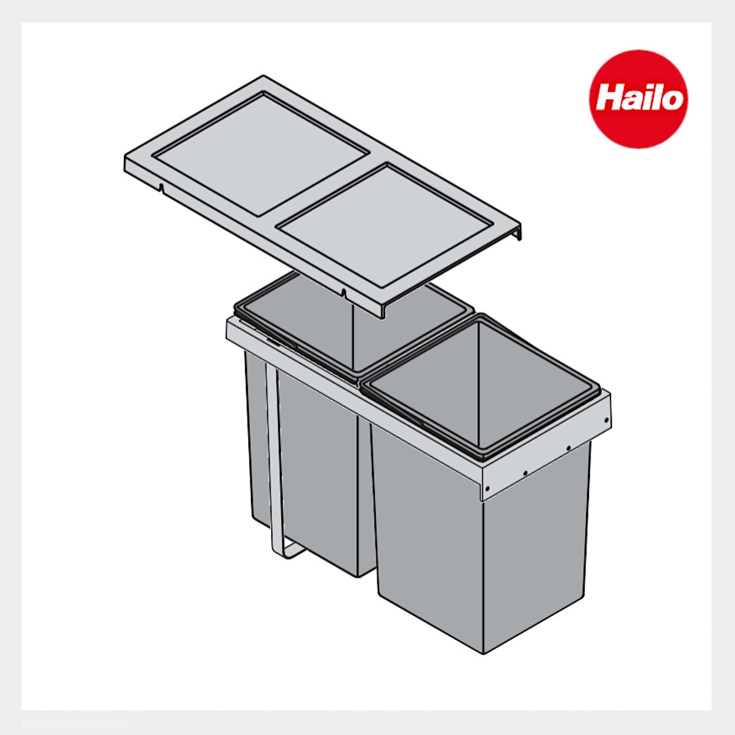 Hailo AS Tandem 15/15 dunkelgrau - 3669001 Einbau Abfallsammler