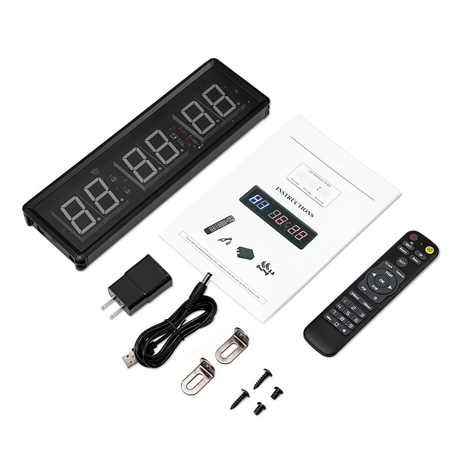 Countdown Timer, Timer a intervalli programmabili a LED, timer da palestra ad alto carattere da 1,5", Tabata, cronometro, timer for allenamento fitness con conteggio su/giù