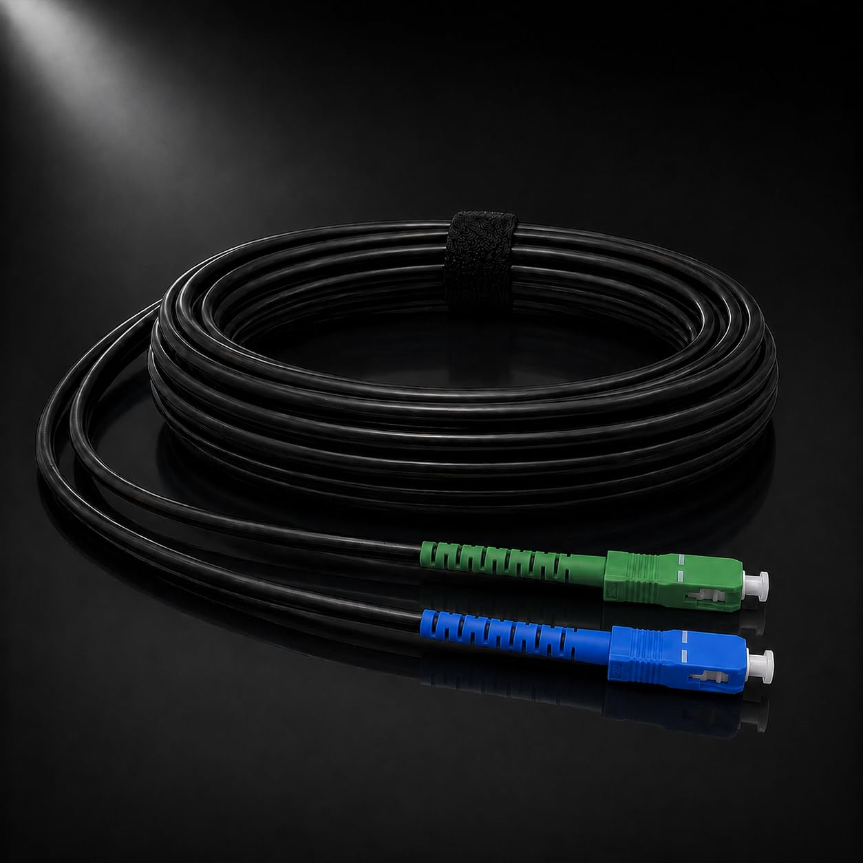 Elfcam® - Câble à Fibre Optique en Acier Blindé Compatible avec Freebox, Convient aux Installations Extérieur et Intérieur, SC/APC à SC/UPC Monomode Noir, 20M