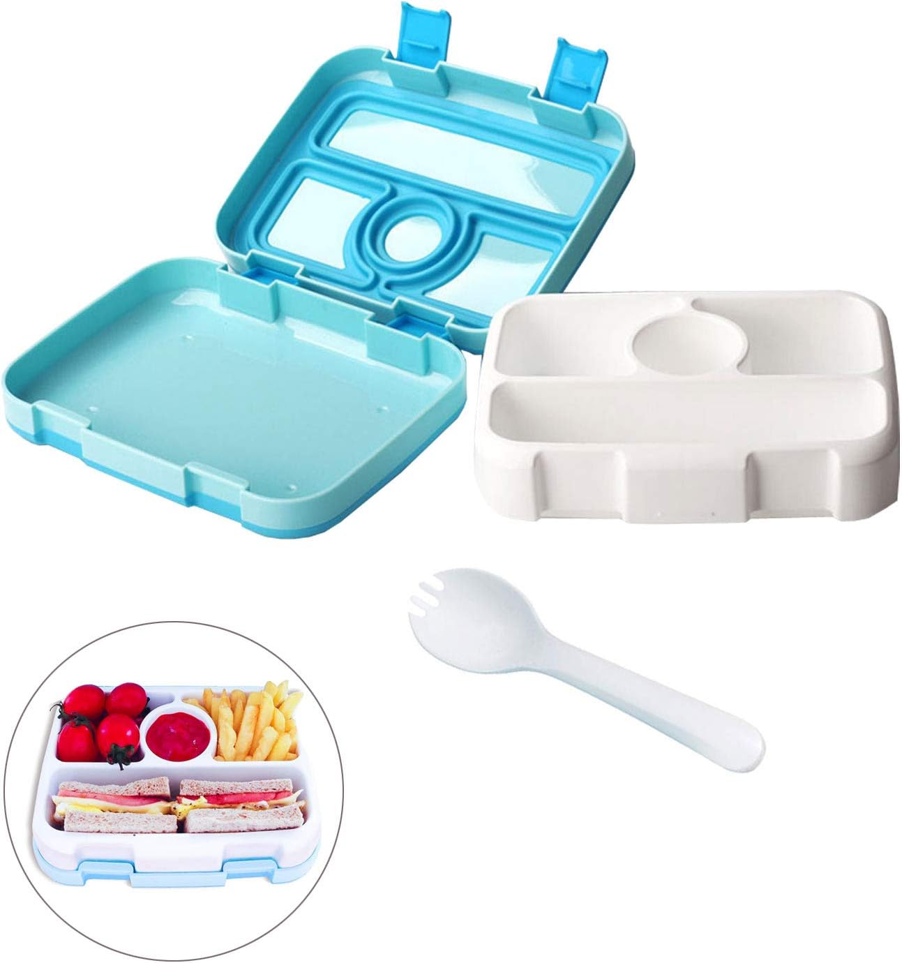 Lunch Box, Cool Bento Box, BPA-Free, Food-Safe Materials, LeakProof Durable, Microwave Safe, with Spoon