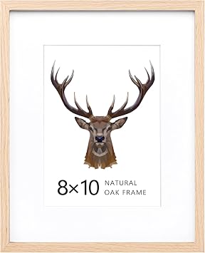 KINLINK 8x10 Frame Natural Oak Wood Frame with Acrylic Plexiglass, 1 Pack