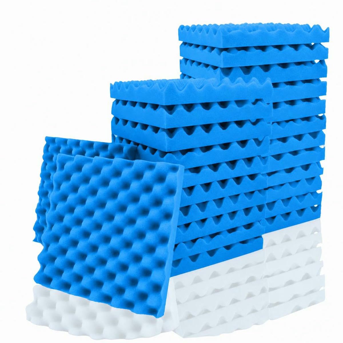 Acoustic Foam Fireproof Soundproofing Sponge 6/12/24/48 Pcs Egg Crate Soundproof Foam Studio Home Sound-Absorbing-Blue-Medium Density-6 Pcs with Tapes-7.5cm Thick