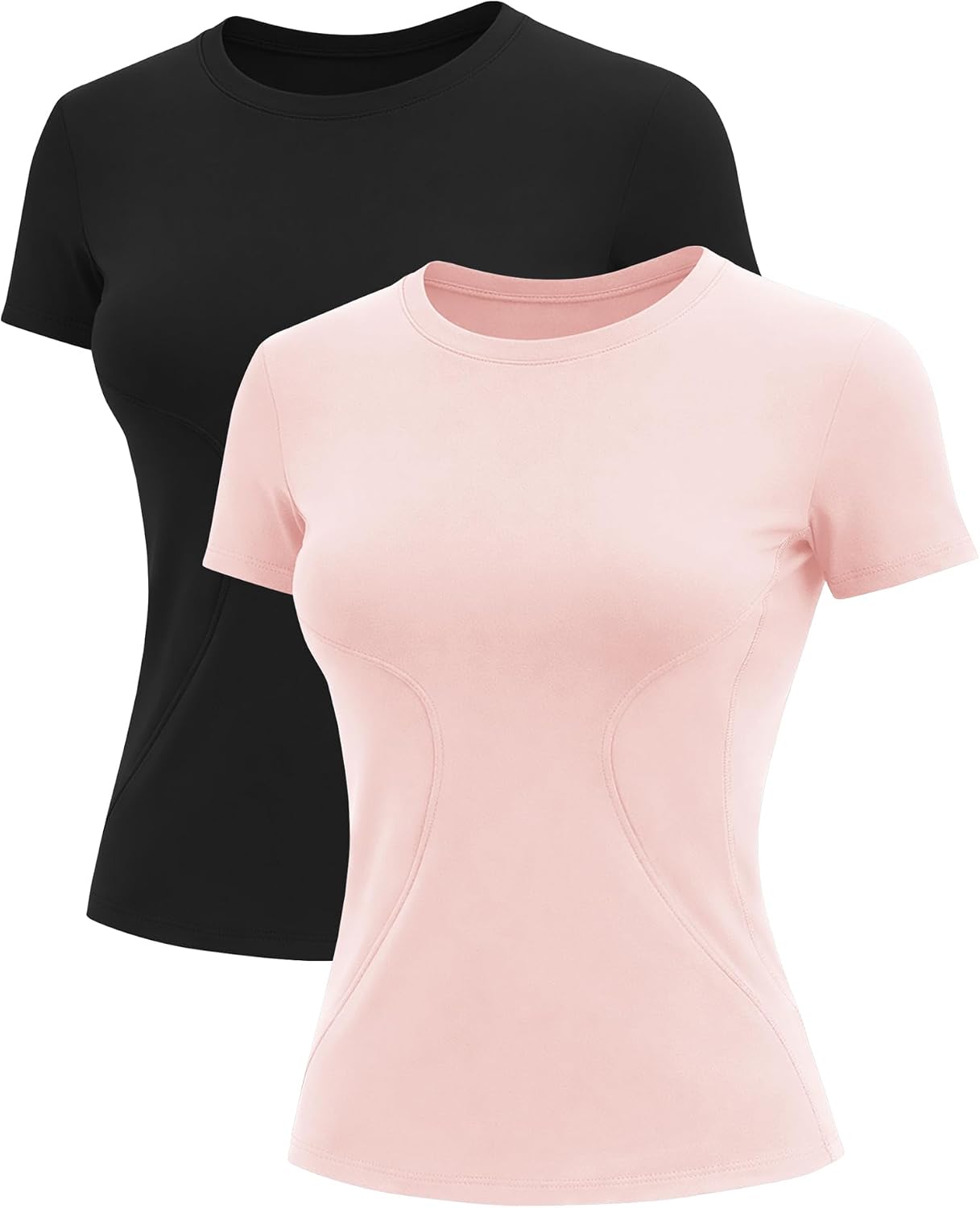 Rapbin Workout Tops for Women 1/2 Pack Fitted Short Sleeve Gym Yoga Athletic Shirts 2026 Quick Dry Crewneck Tees