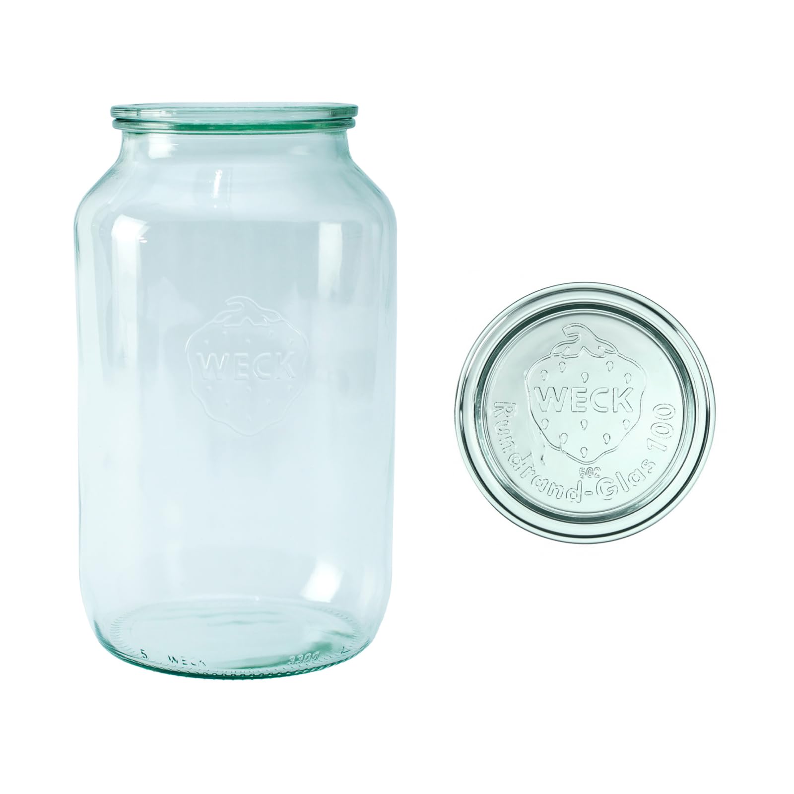 Weck Zylindrisches Glas 3000 ml 4 Stück | Glas mit Deckel | Zum Einmachen von Konserven, Säften, zur luftdichten Aufbewahrung von trockenen Zutaten