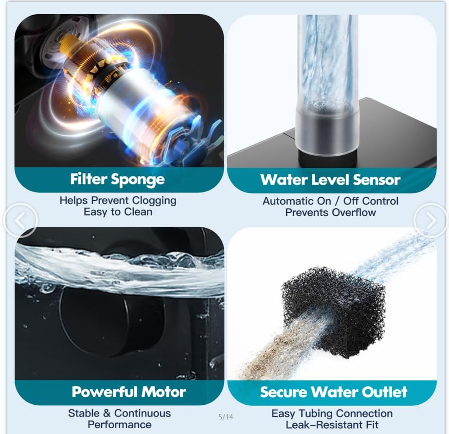 Automatic Small Sump Pump with Level Sensor, 100–240V, 8.2FT Lift & 87 GPH, Submersible Mini Condensate Pump for HVAC, Dehumidifier, Hydroponic Drainage, Quiet Compact Design Two-Year Free Replacement